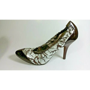 Naughty Monkey Heels 9.5 Brown Silver 3.5" Heel